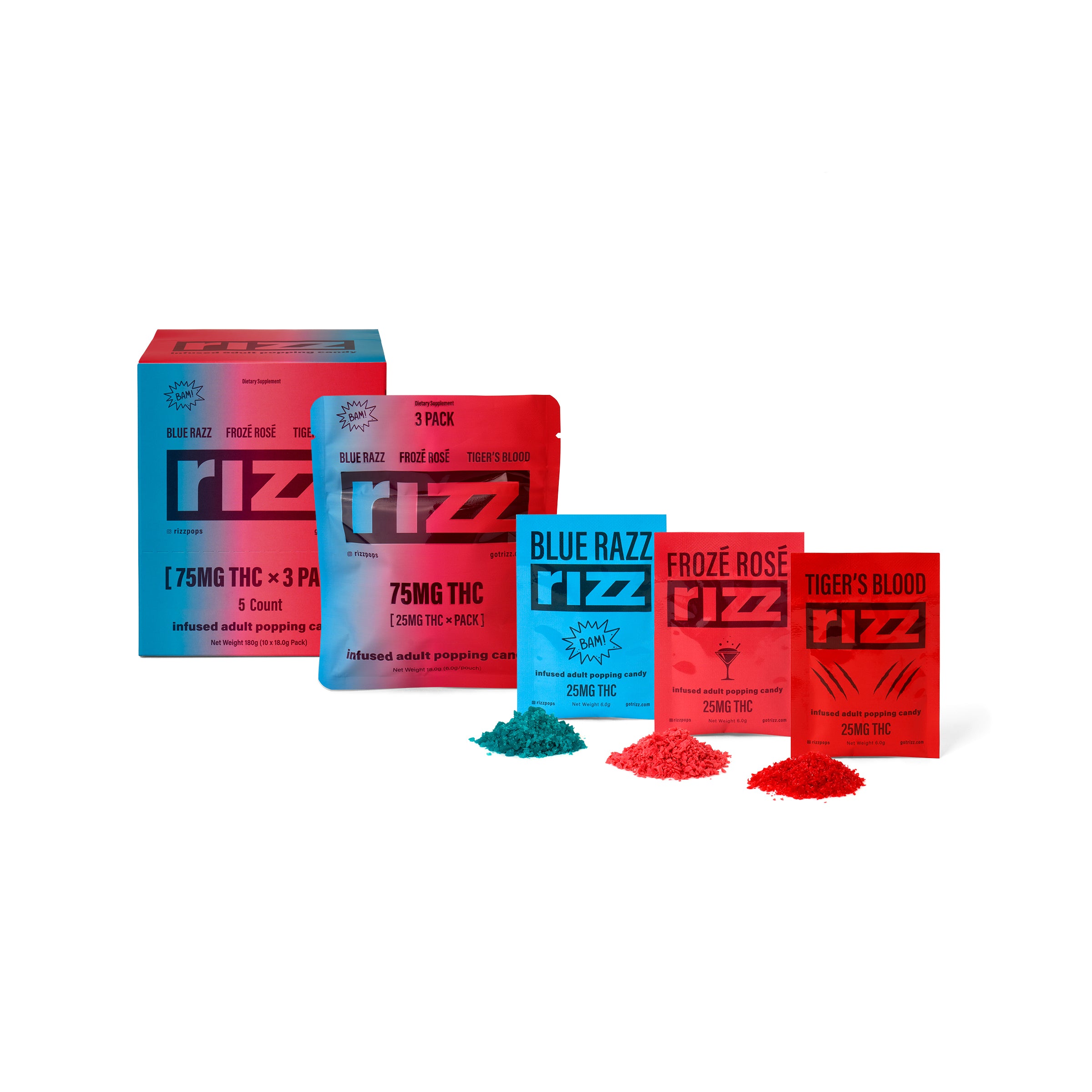 Rizz Cannabis-Infused Adult Popping Candy, 3-Pack (5ct Caddy) – rizz